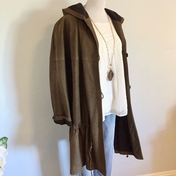 Suede Hooded Anorak Utility Coat by ileana Zara - Picture 3 of 6